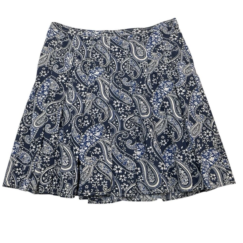 Vintage Tommy Hilfiger Skirt Womens 12‎ Blue Paisley Bandana Pleated Western